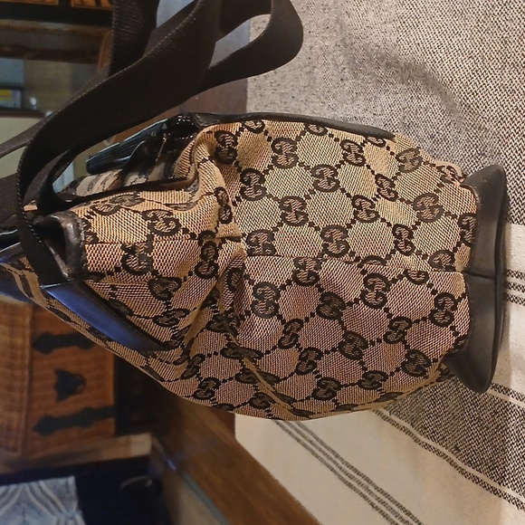 Authentic Gucci Canvas Leather Black And Brown Bag - Picture 5 of 16